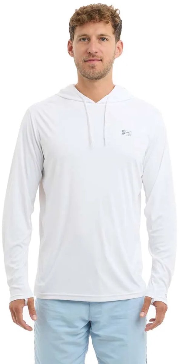 Pelagic Vaportek Hooded Goione Tuna Uv-werende Langarm T-shirt Wit XL Man
