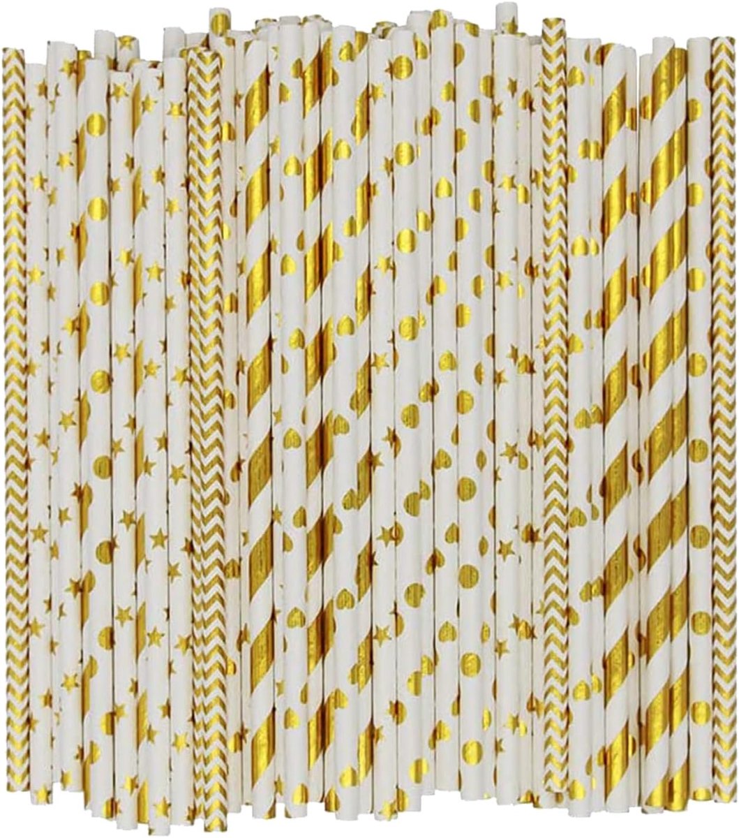 Rietjes papier, kleurrijke papieren rietjes, biologisch afbreekbaar, voor feestjes, bruiloften en gelegenheden - ShopVlot