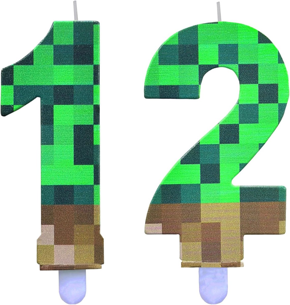 DazzJoy Pixel candles 12th birthday boy, cartoon gaming themed candle 12 years, player birthday candle - ShopVlot
