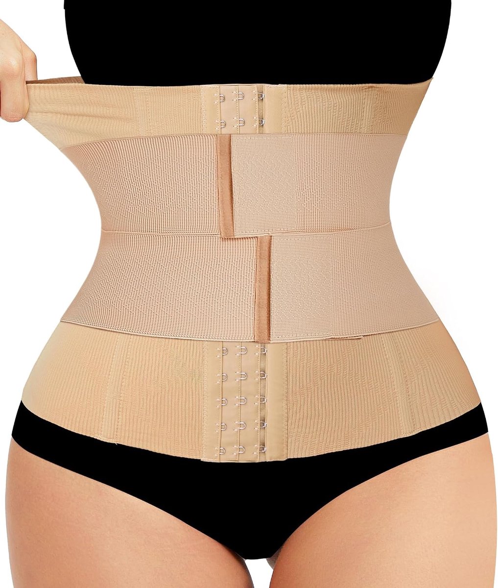 Junlan belly belt flat women invisible belly belt abdominal belt abdominal belt postpartum Beige with belt, XL, Beige - ShopVlot
