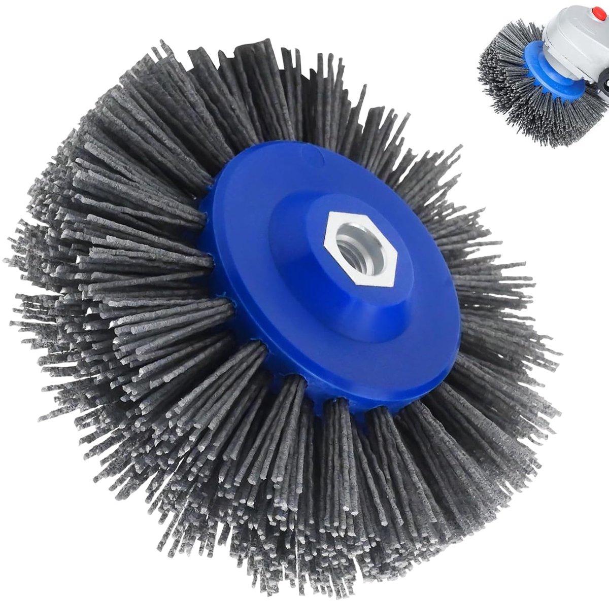 150mm Nylon Sanding Brush, 80 Grit Polishing Roll for Wire Drawing, M14 Compatible Brush for Satin Machines (80 Grit) - ShopVlot