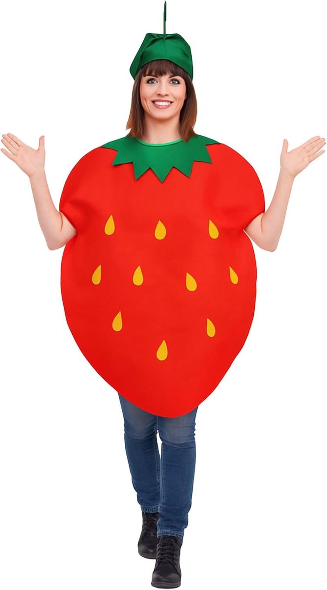 GWAWG Strawberry costume for adults, strawberry costume outfits with headwear, comfortable and lightweight, one size - ShopVlot