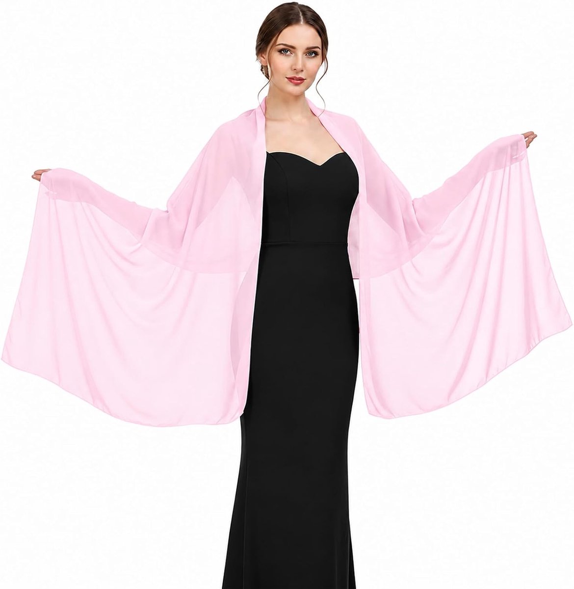 Women's Festive Chiffon Scarf Stole Evening Dress 200 x 70 cm Lightweight Multifunctional Scarf for Wedding Wedding - ShopVlot
