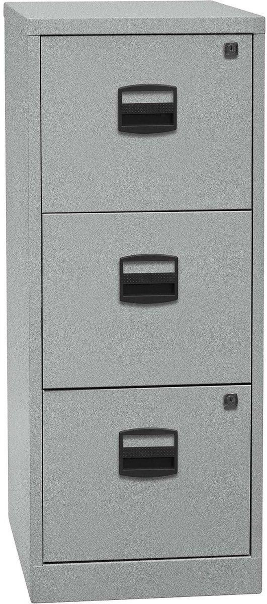 Bisley Home hangmappenkast PFA, 3 HR-laden, metaal, 355 zilver, 40 x 41,3 x 101,5 cm - ShopVlot