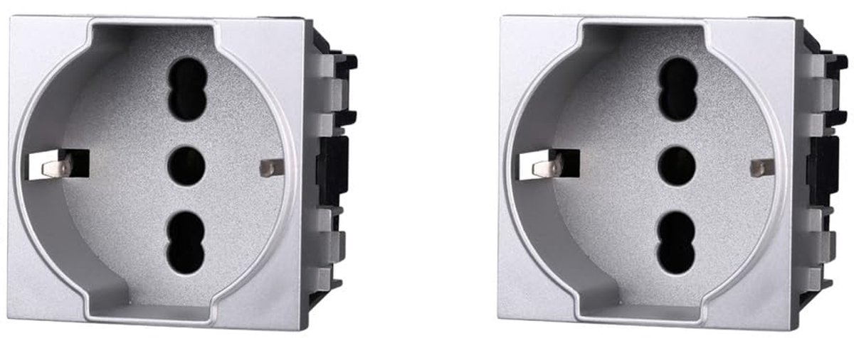 Schuko stopcontact 2P + T 16A - grijs - hittebestendig - ideaal voor elke ruimte - ShopVlot