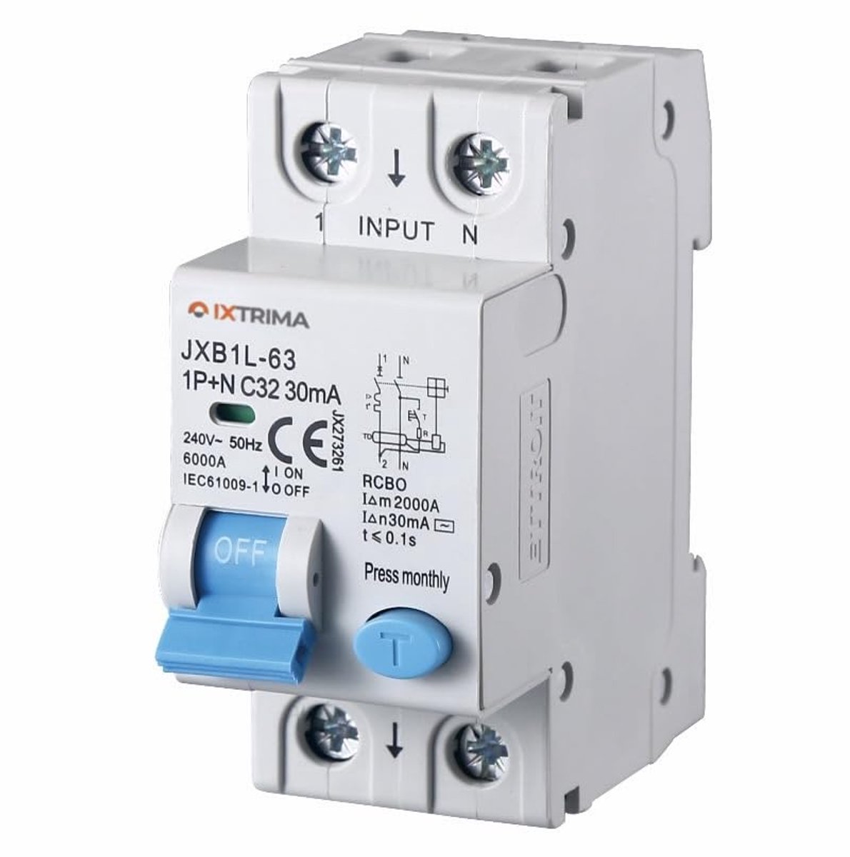 Power switch 1P+N 32A - 30 mA - circuitbescherming - betrouwbare installatie - ShopVlot