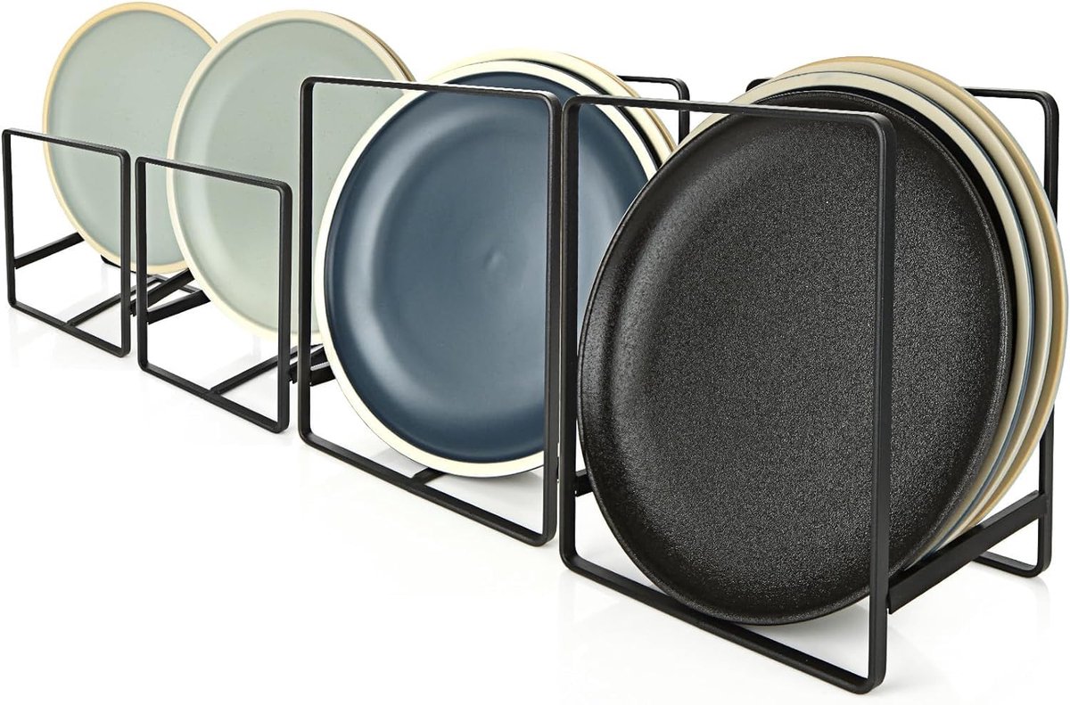 Famanu – Afdruiprek vaatwerk set van 4 stuks, inklapbaar afdruiprek met siliconen mat, zwart, 2 grote (19,8 x 16,2 x 11,3 cm) en 2 kleine (14 x 13,1 x 12,1 cm) voor borden en kommen