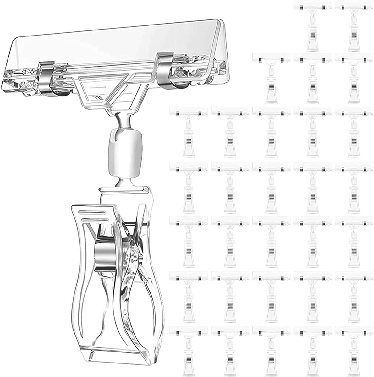30pcs Plastic Swivel Signs Clip Display Tag Clip Support Goods Advertising Doll, Clear - ShopVlot