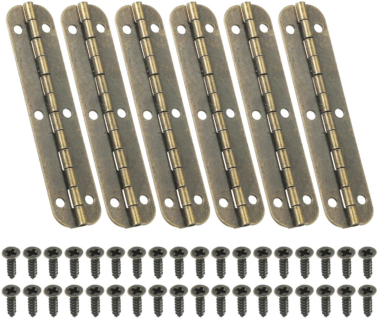 Set van 6 Mini Klapscharniere 180 Graden, 65x15mm met Schroeven