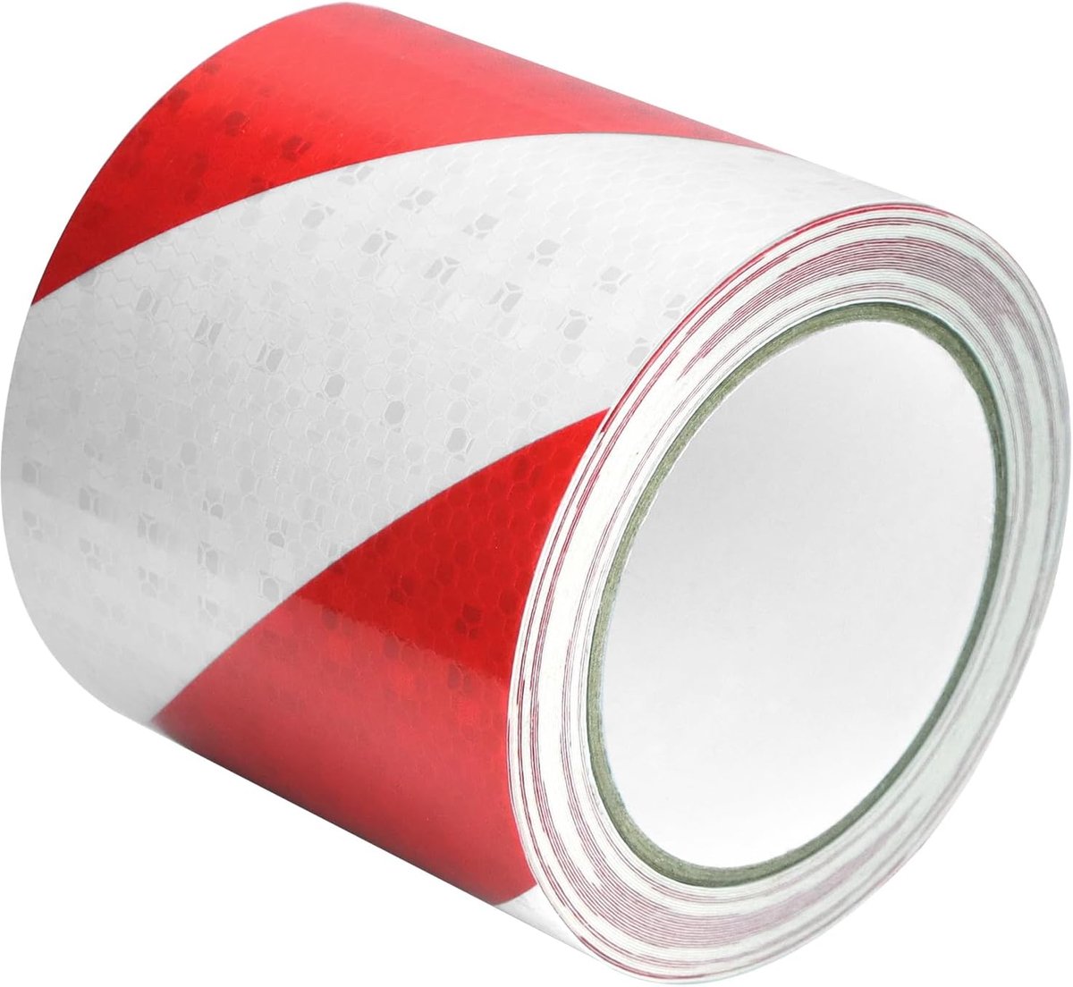 QWORK® Reflecterende Tape Rood & Wit 10 cm x 10 m - Waterdichte en zelfklevende waarschuwingstape voor voertuigen - ShopVlot