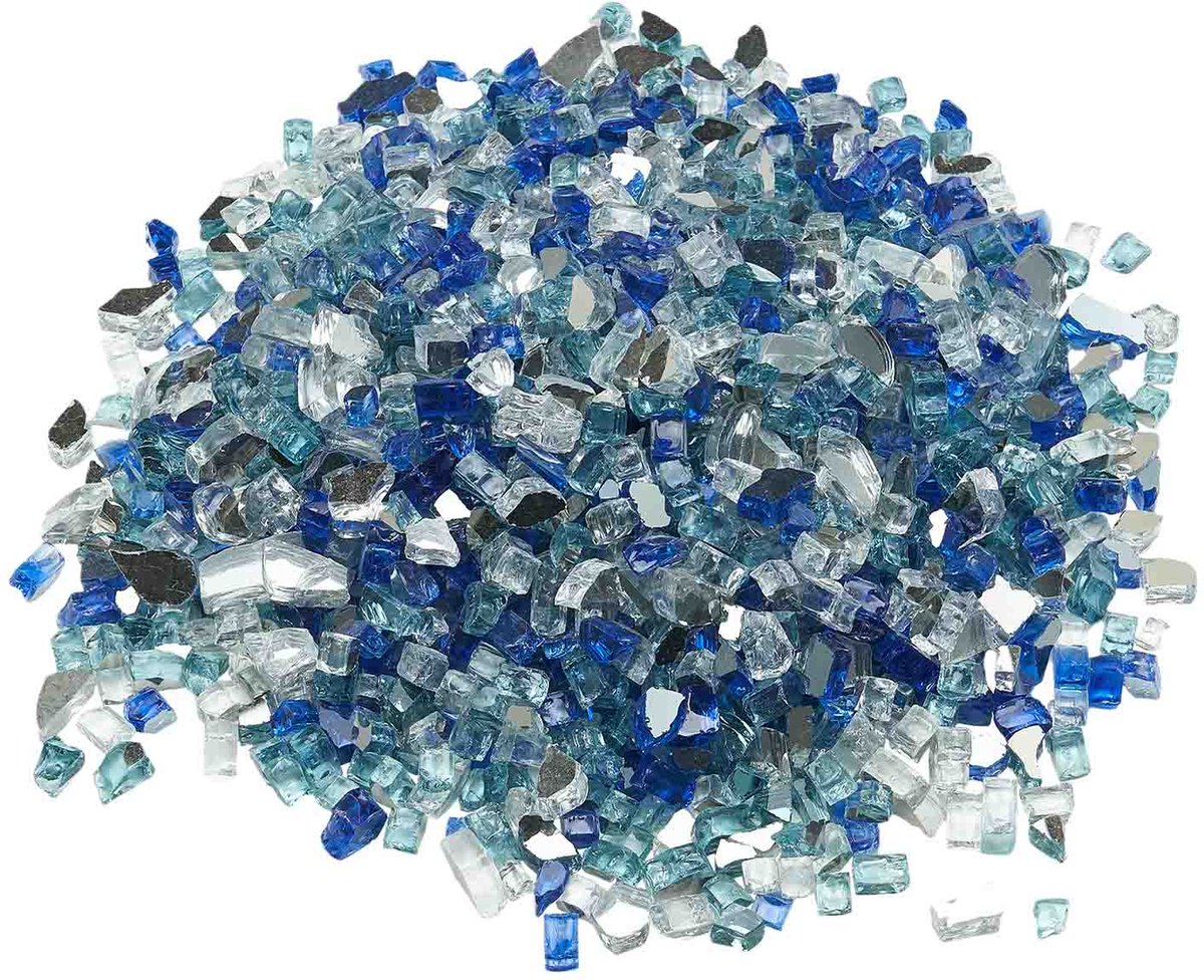 Vuurglas, 4,5 kg, Glazen Stenen, 12,7 mm Reflecterende Glaskralen voor Open Haarden, Decoratieve Haardstenen, Vuurdecoratie, Glaskristallen, Vuurkralen voor Gashaarden, Kobaltblauw, Aquablauw, Transparant