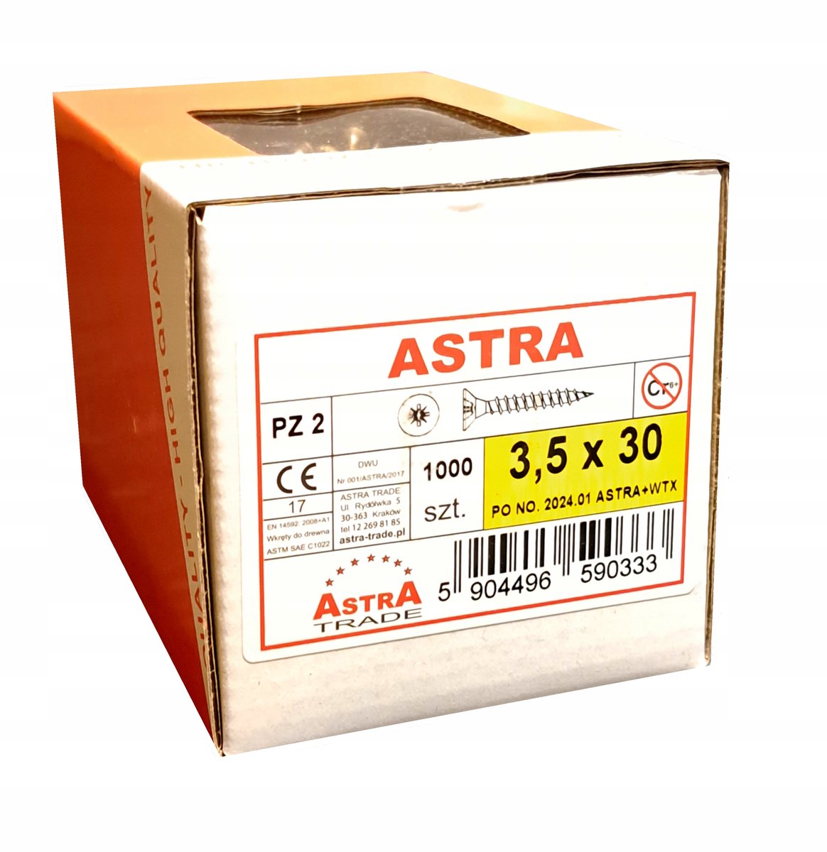 Astra Houtschroeven 3,5x30 Geel Verzinkt 1000 Stuks