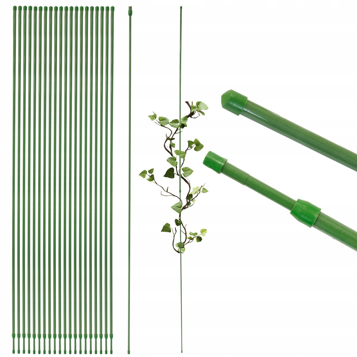 Telescopische plantensteun 90 cm groen, 24 stuks, uitschuifbaar, staal