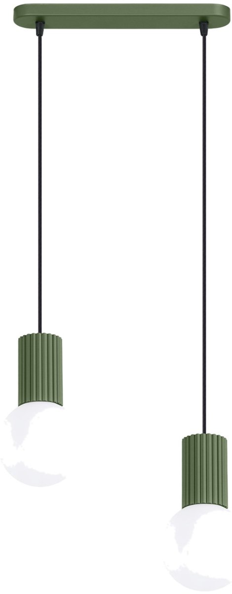 Sollux Lighting Hanglamp Halo - G9 - olijfgroen - aluminium/glas - 33.5x6x120cm
