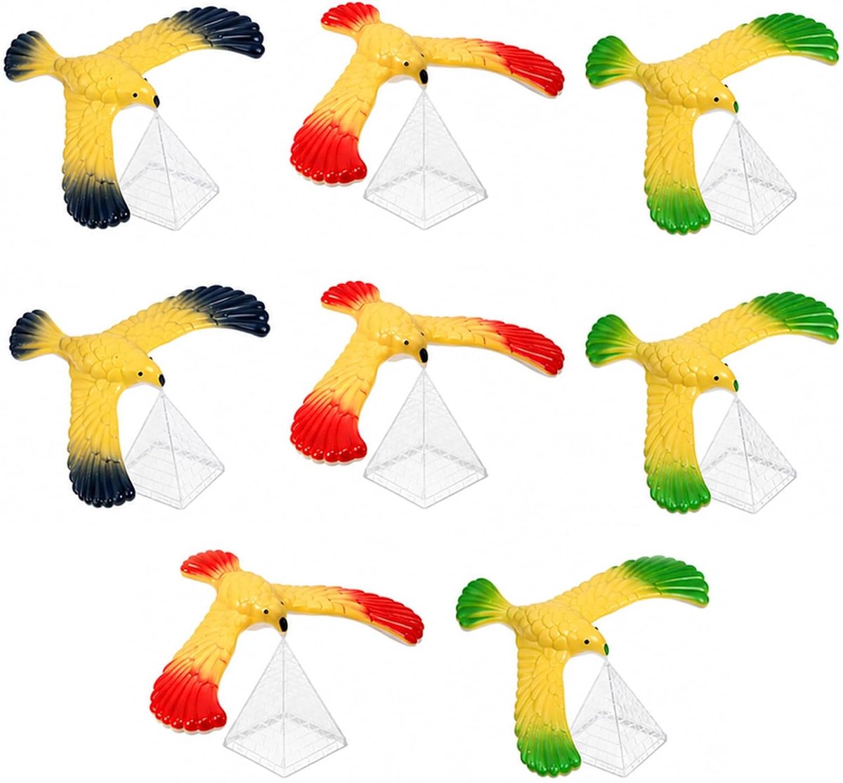 8 stuks evenwichtsvogels, evenwichtsadelaar met piramidebasis, zwaartekrachtvogels, vogelzwaartekracht evenwicht - ShopVlot