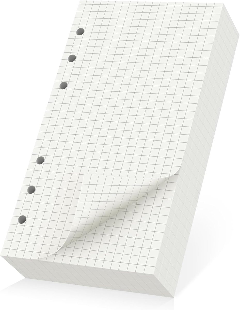 Yarotm Navulpapier A6 Geruit - 360 pagina's/180 vellen Refillable Paper 6 Gaatjes voor Ringband - ShopVlot
