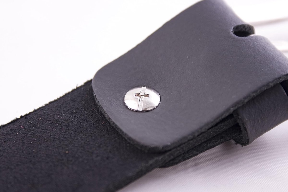 Shenky - belt - leather - with pattern - screwed up buckle - 3 cm - ShopVlot