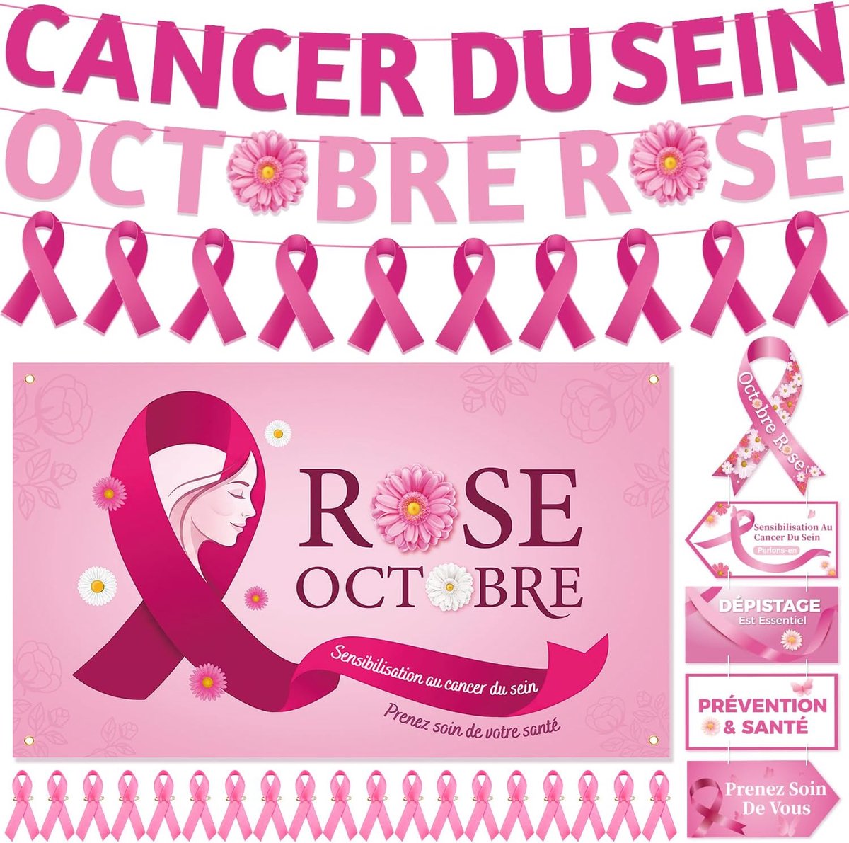 iZoeL Deco October accessoires banner vlaggen poster lint roze pinnen - ShopVlot