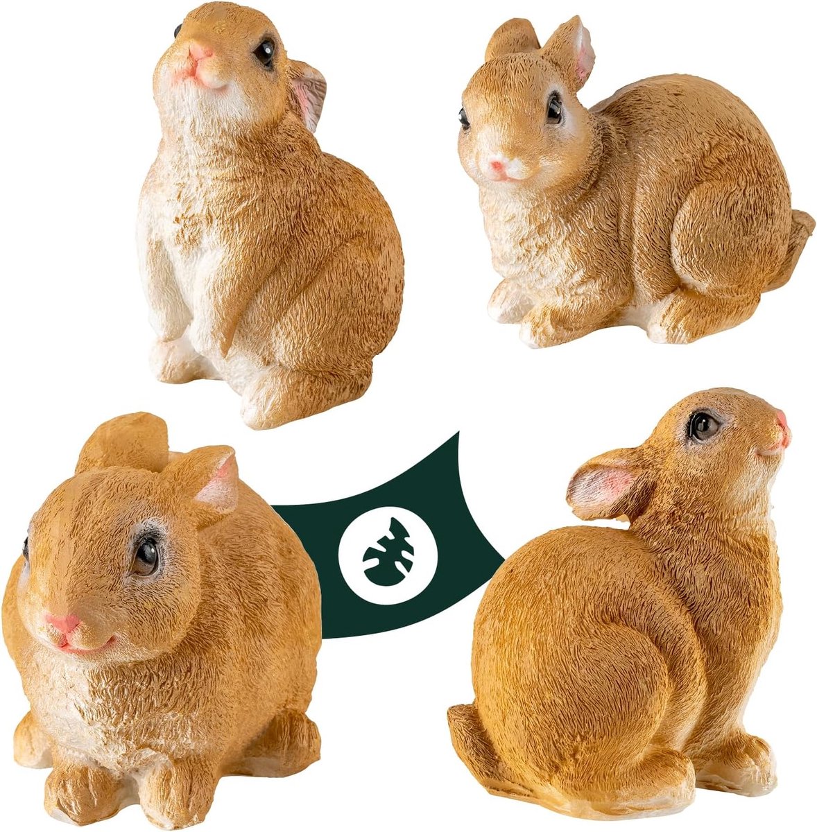 1PLUS Polyresin garden figure bunny 4 pcs. Garden decoration set (W x H x D): approx. 5 x 8 x 7.5 cm - ShopVlot