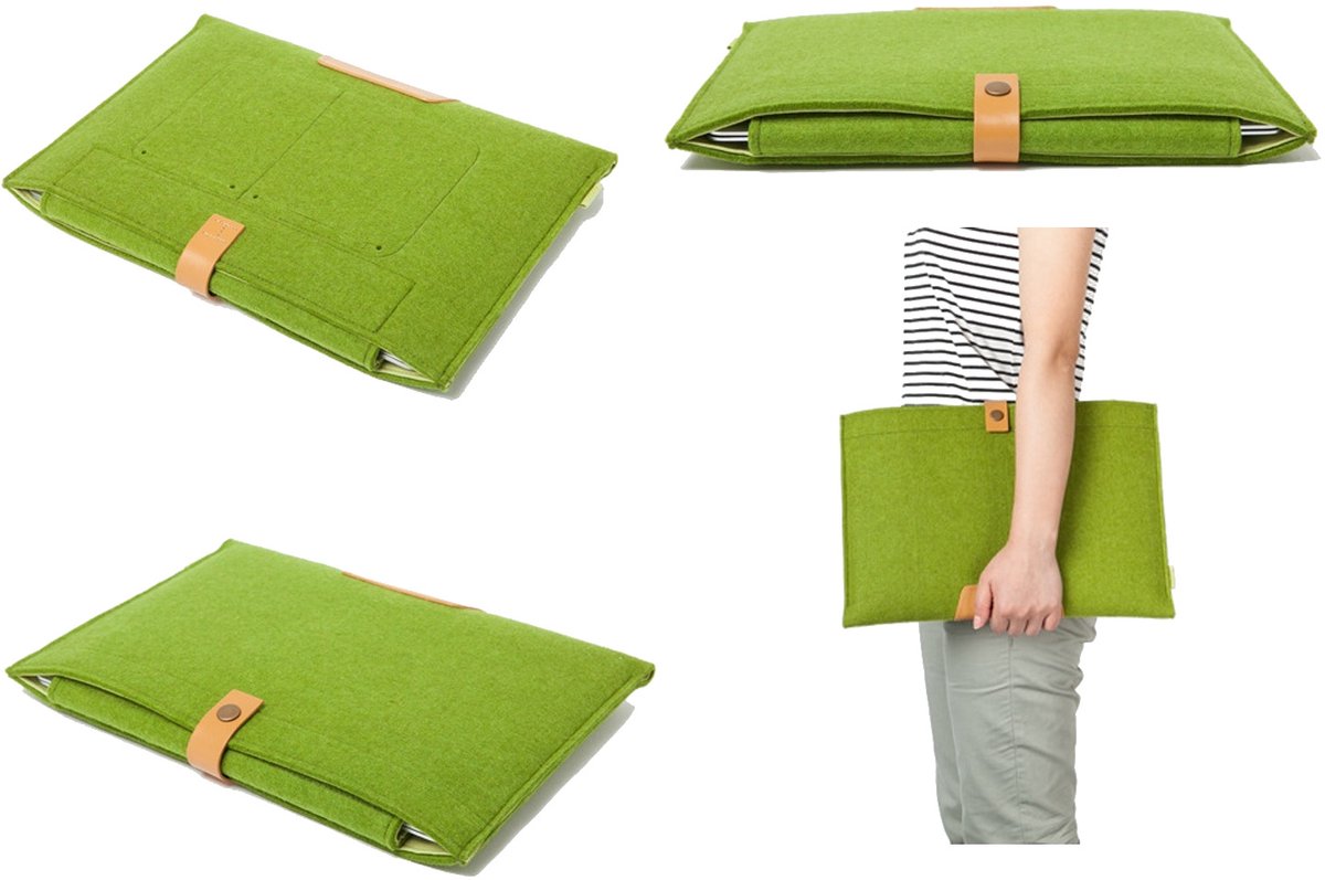 Beschermhoes voor 15 inch laptop/ultrabook, groen vilt