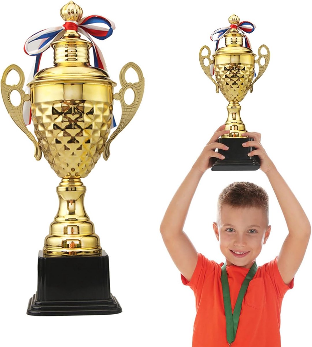 Big Gold Cup 37cm High Trophy For Sports Tournaments Contests Ceremonies And Parties - ShopVlot