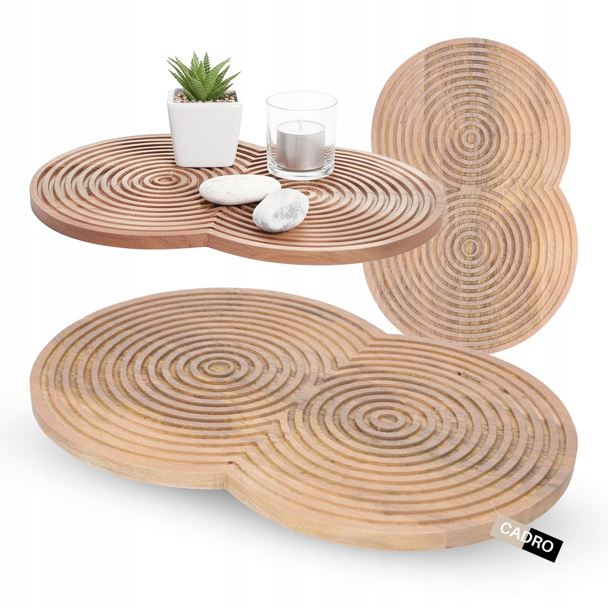 Decoratieve Houten Serveerschaal & Kaarsenplateau 48x32,5 cm