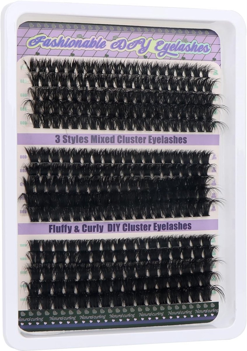 OWill Pack of 270 False Eyelashes and Eyelash Plups, 10-18 mm, D-Curl, 60+80+100D Eyelash Extension Set, DIY for - ShopVlot