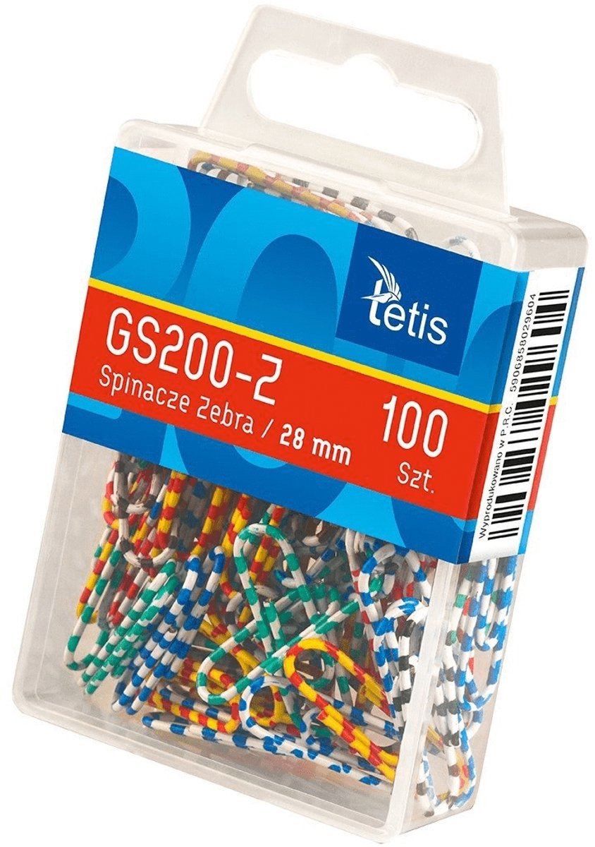 TETIS Zebra Paperclips 28mm - 100 Stuks