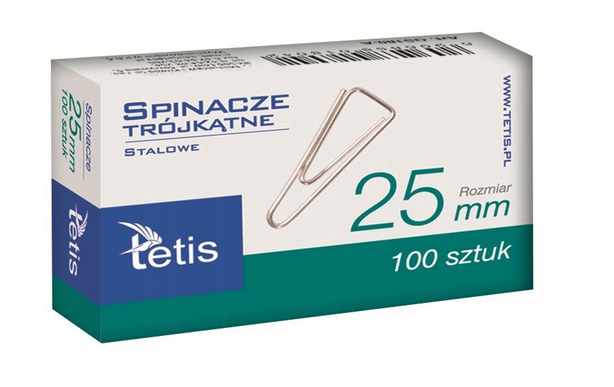 Driehoekige kantoorklemmen 25 mm, 100 stuks per pak
