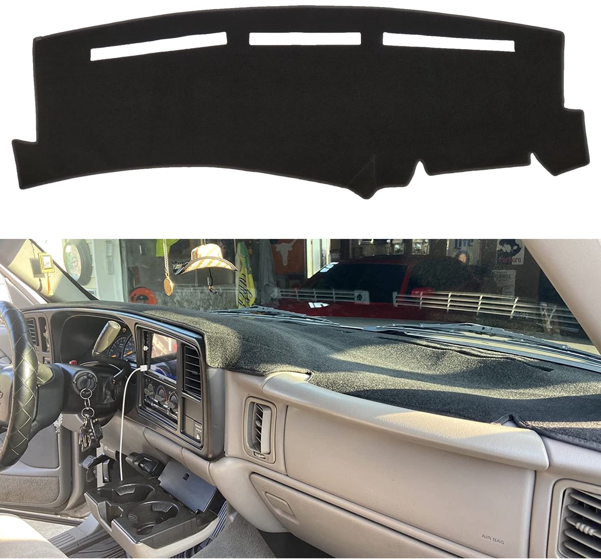Famanu – Dashboard mat pad voor 1999-2006 Sierra/Chevy Silverado en 2000-2006 Yukon XL/Chevy Suburban Tahoe Avalanche, zwart
