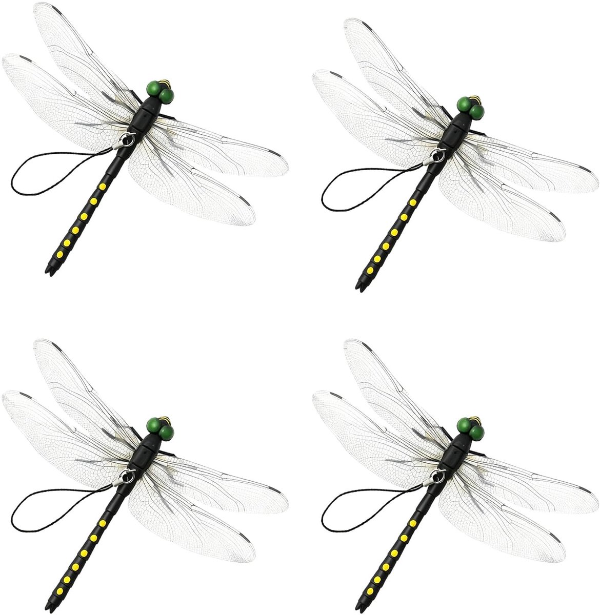 Set of 4 Artificial Dragonflies Against Mosquitoes - Garden Decorations Made of Soft PVC with Cord Pin - ShopVlot