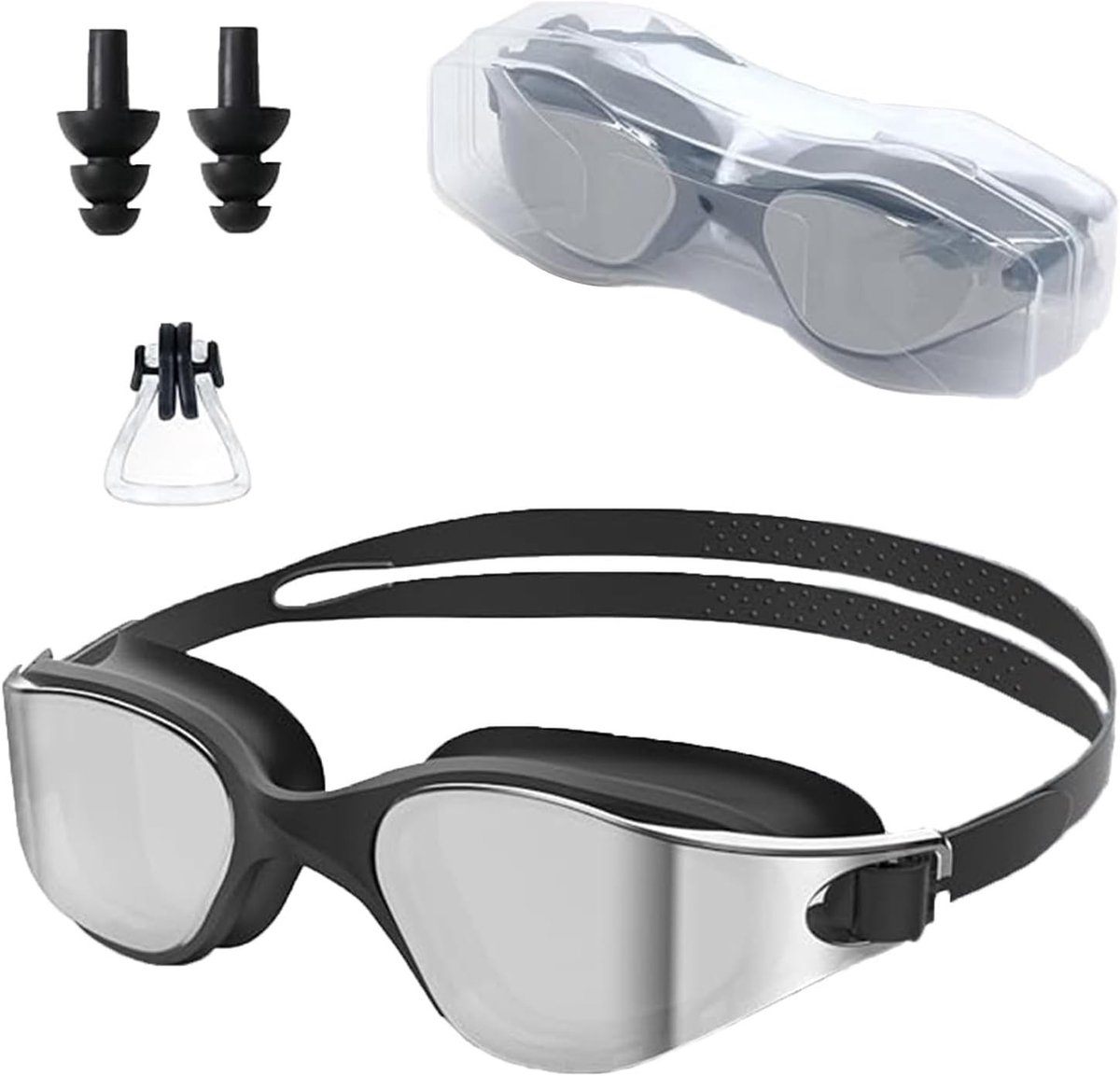 Zwembril - Zwart - Anti-condens Gegalvaniseerde PC-lens - Waterdichte Zwembril voor Volwassenen en Unisex