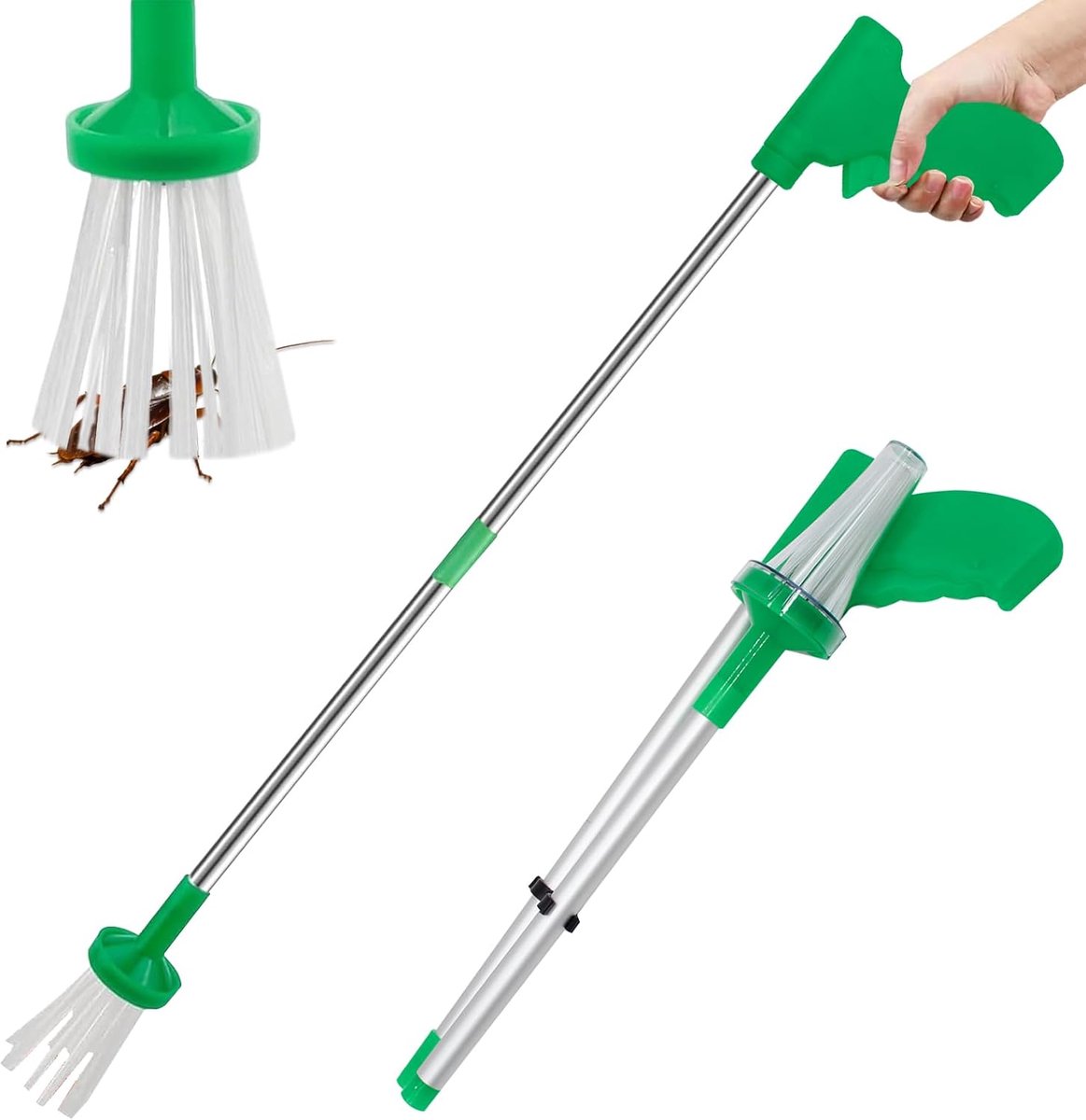 Spinnenvanger met lange handgreep, contactloze insectenvanger, handgehouden Spider Catcher, spinnengrijper met - ShopVlot