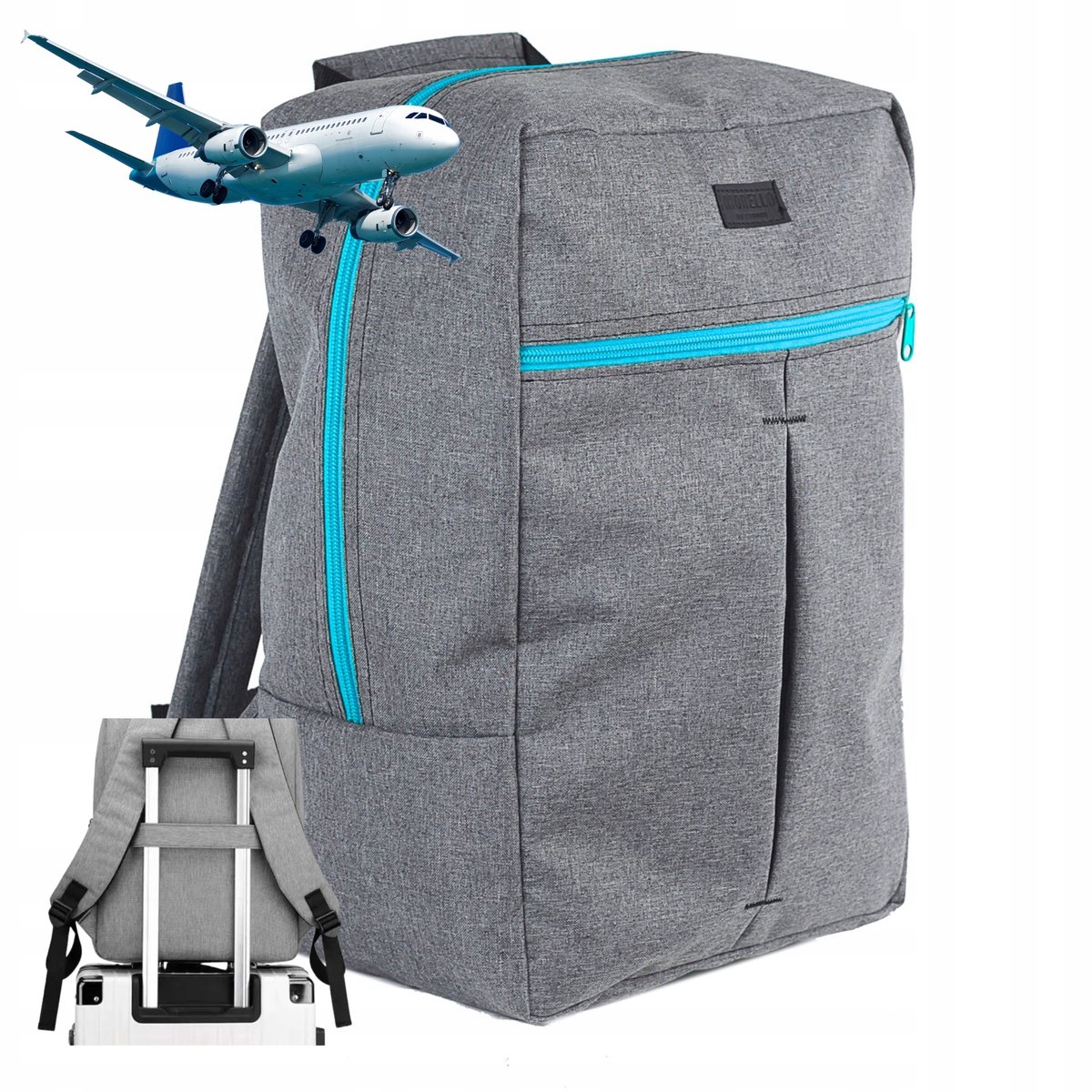 Merkloze handtas tas 40x20x25cm, ideaal voor Ryanair & Wizz Air