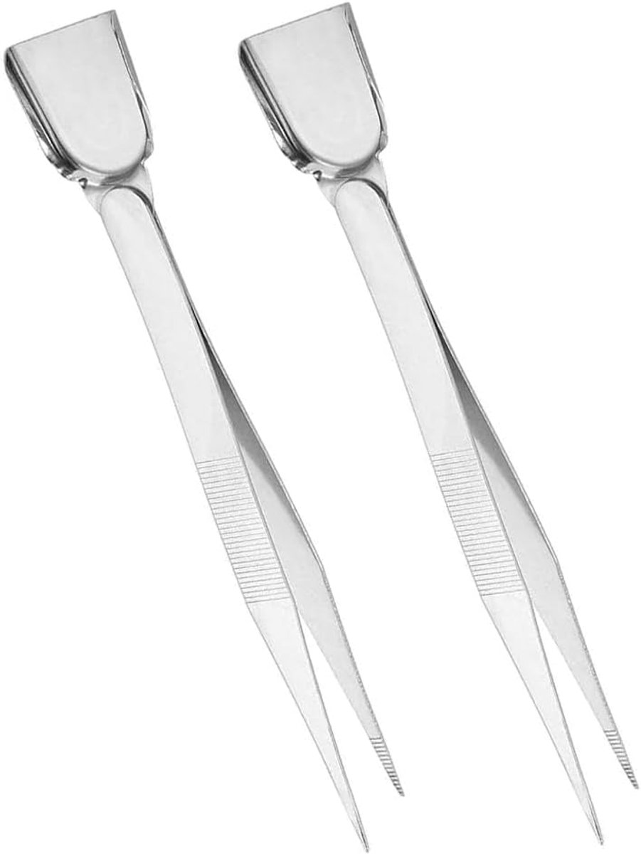 Stainless Steel Handy Tweezers with Spoon, 2pcs Beaded Tweezers Tools Jewelry Recording Tweezers for Beads, Gemstones - ShopVlot
