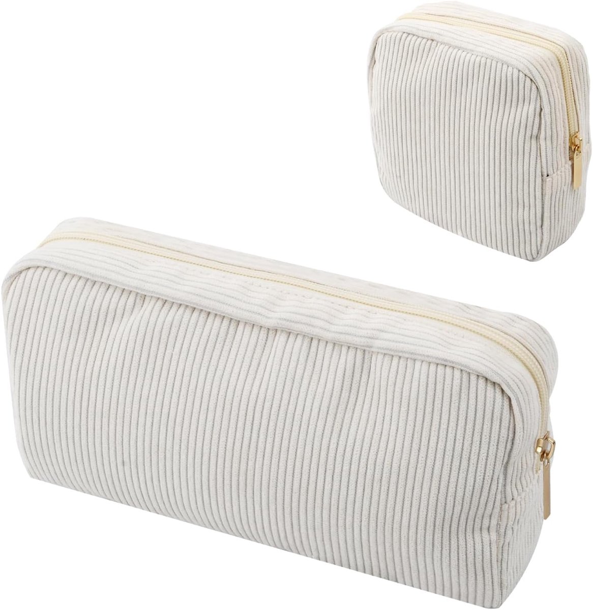 2 stuks kleine make-uptas corduroy cosmeticatas met metalen ritssluiting - ShopVlot