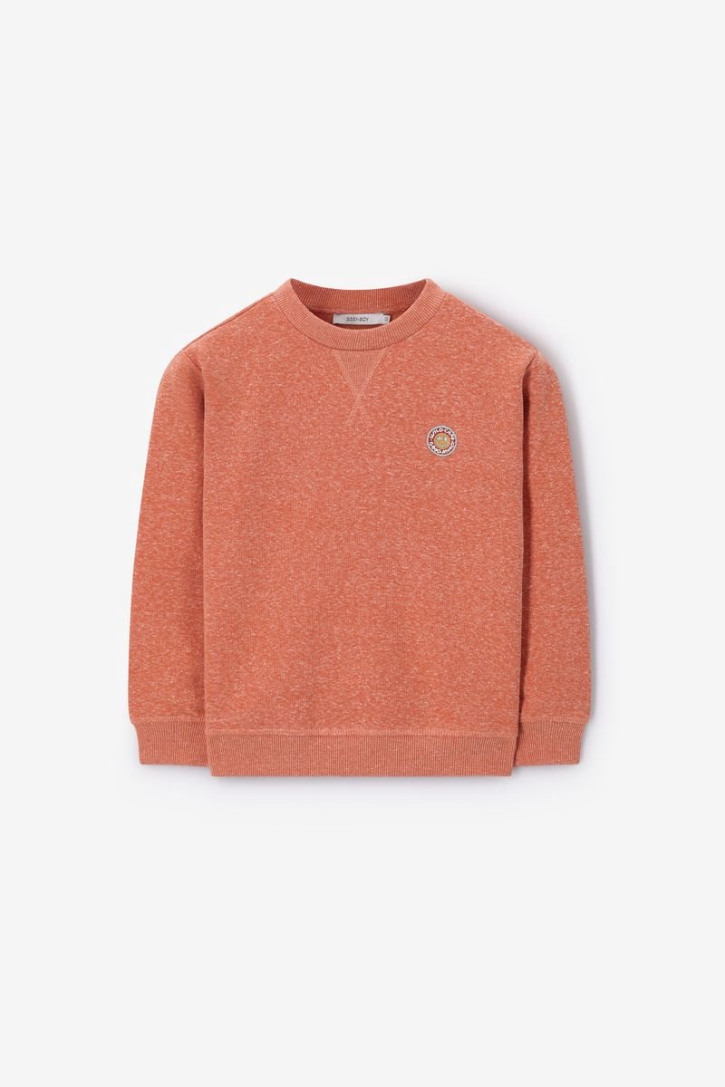 Sissy-Boy - Oranje melange sweater met smiley patch
