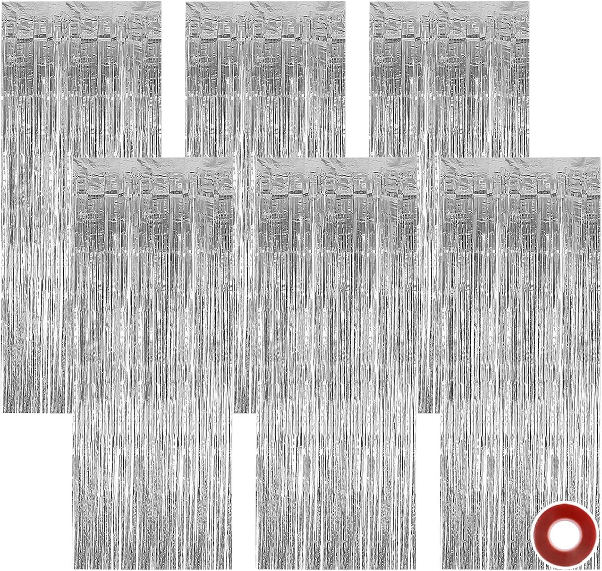 Pack of 6 Lametta Curtains, Silver Glitter Curtain, Lametta Glitter Curtain, Party Curtain, Foil Fringes, Background - ShopVlot