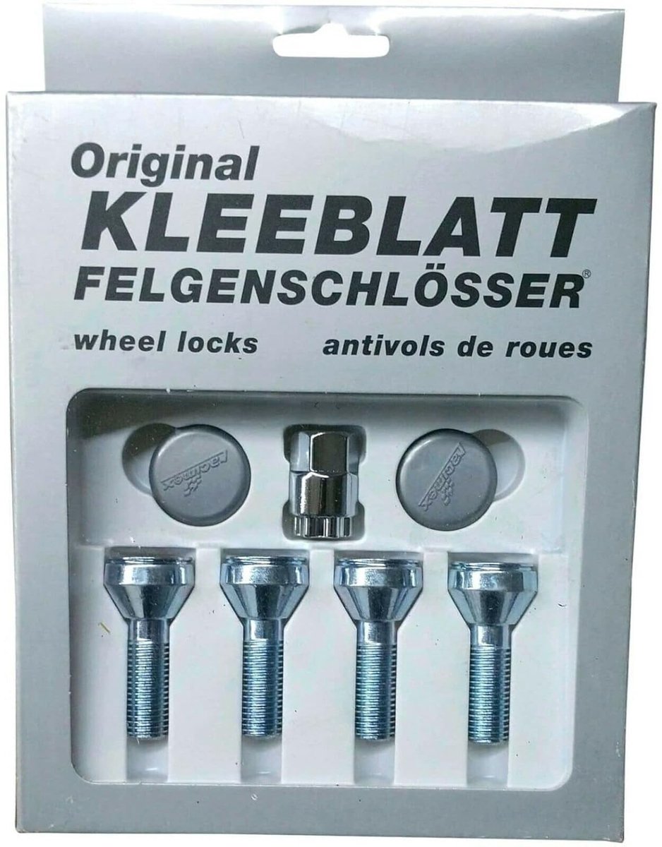 KLEEBLATT Rim lock M12x1,5x32 mm cone tape (60°) incl. adapter rim locks rim protection wheel bolts type 908 - ShopVlot