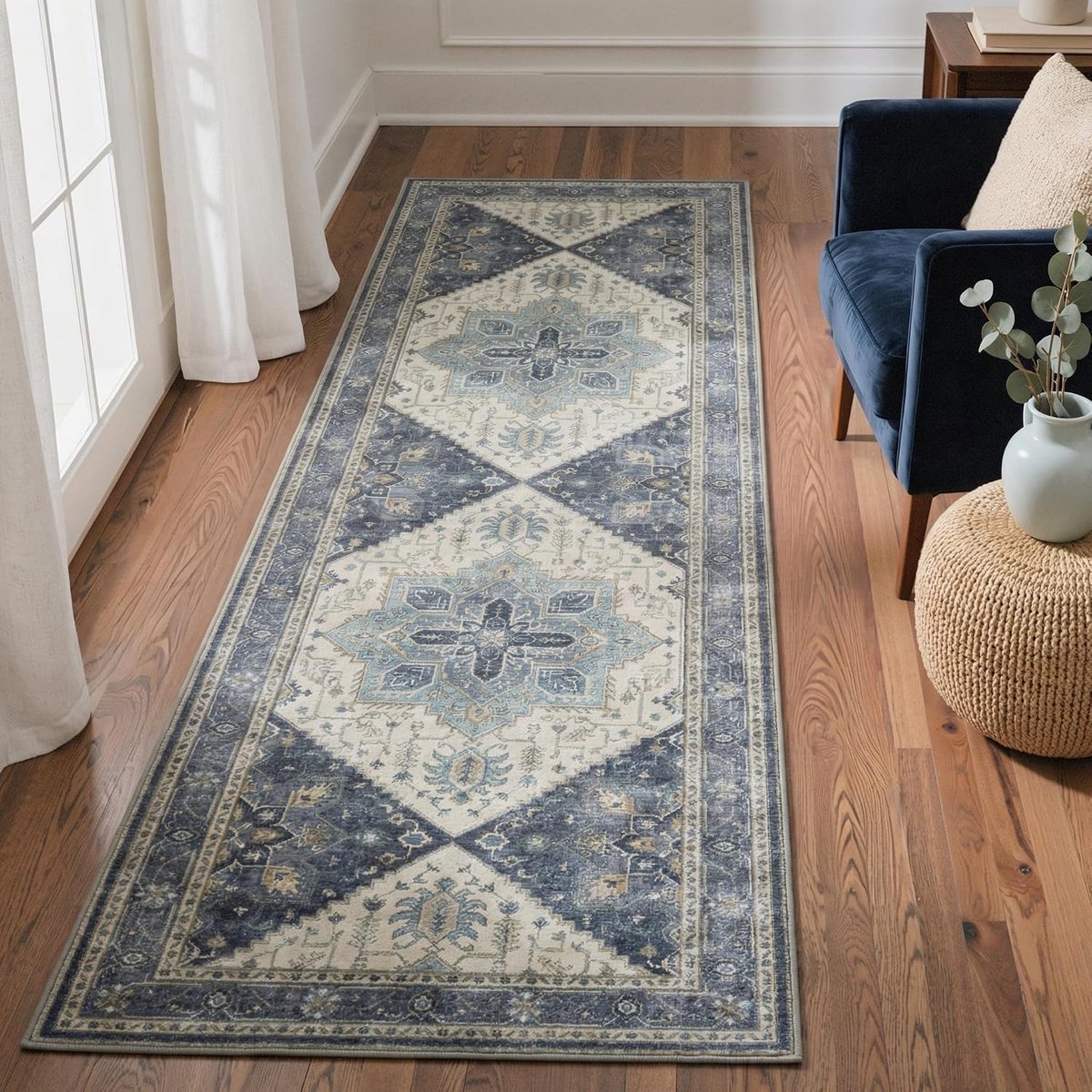Gangloper 80x150 cm - wasbaar tapijt - antislip met vintage Perzisch patroon - perfect voor keuken en hal - ShopVlot