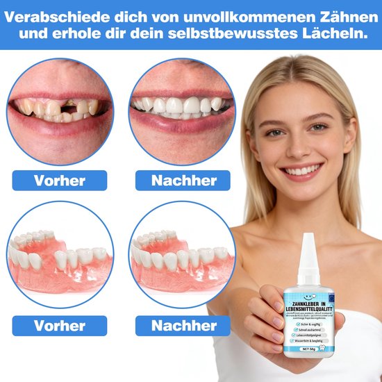 Tandlijm voor tanden, tandlijm, tandprothesenlijm, tandcement, kloofvullend, sneldrogend, weerbestendig en waterdicht - ShopVlot — afbeelding 4