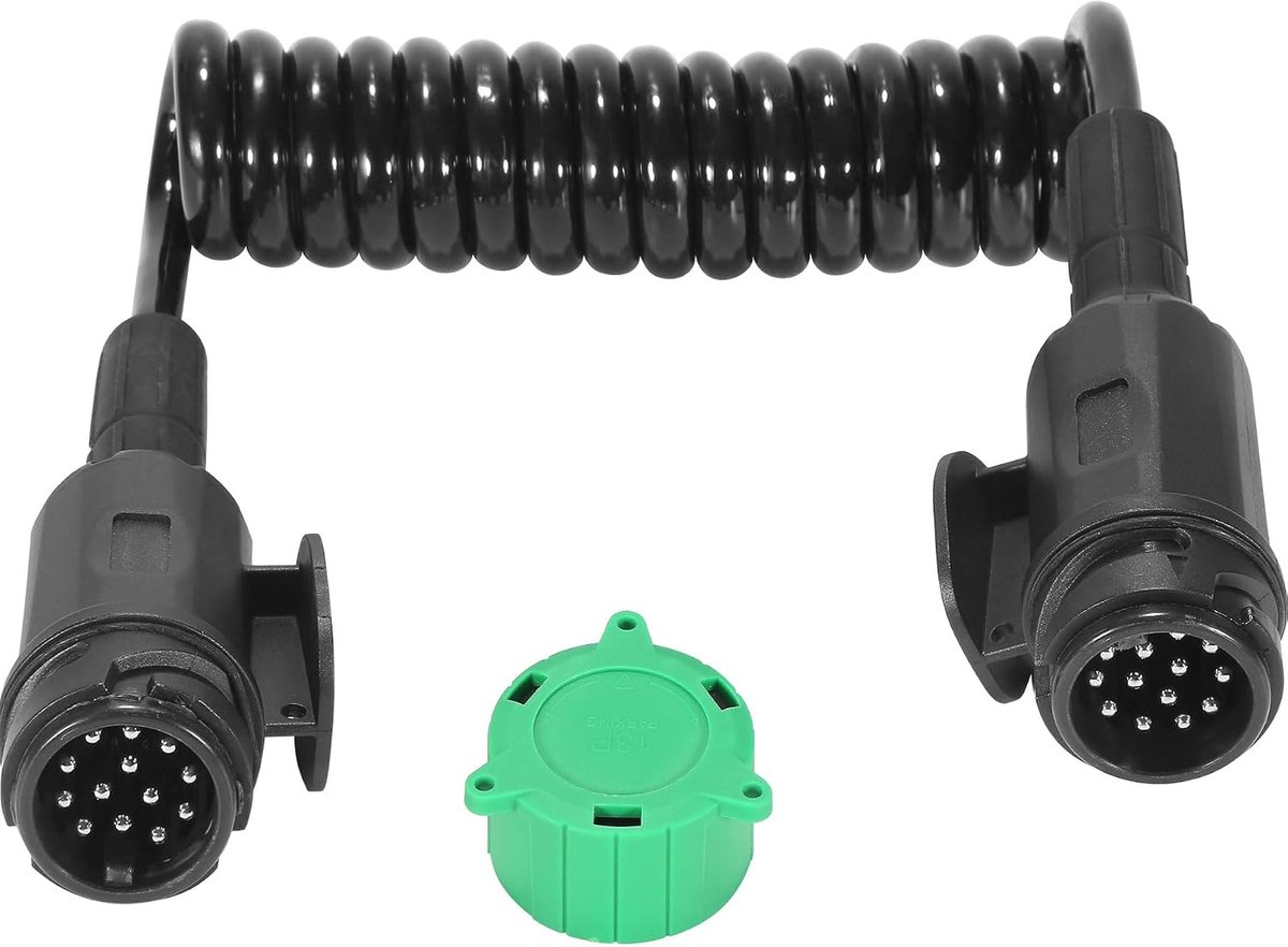 2 m verlengkabel voor aanhanger, 13-polig, 12 V, spiraalverlenging, draad, aanhanger, 13-polig, voor caravan - ShopVlot