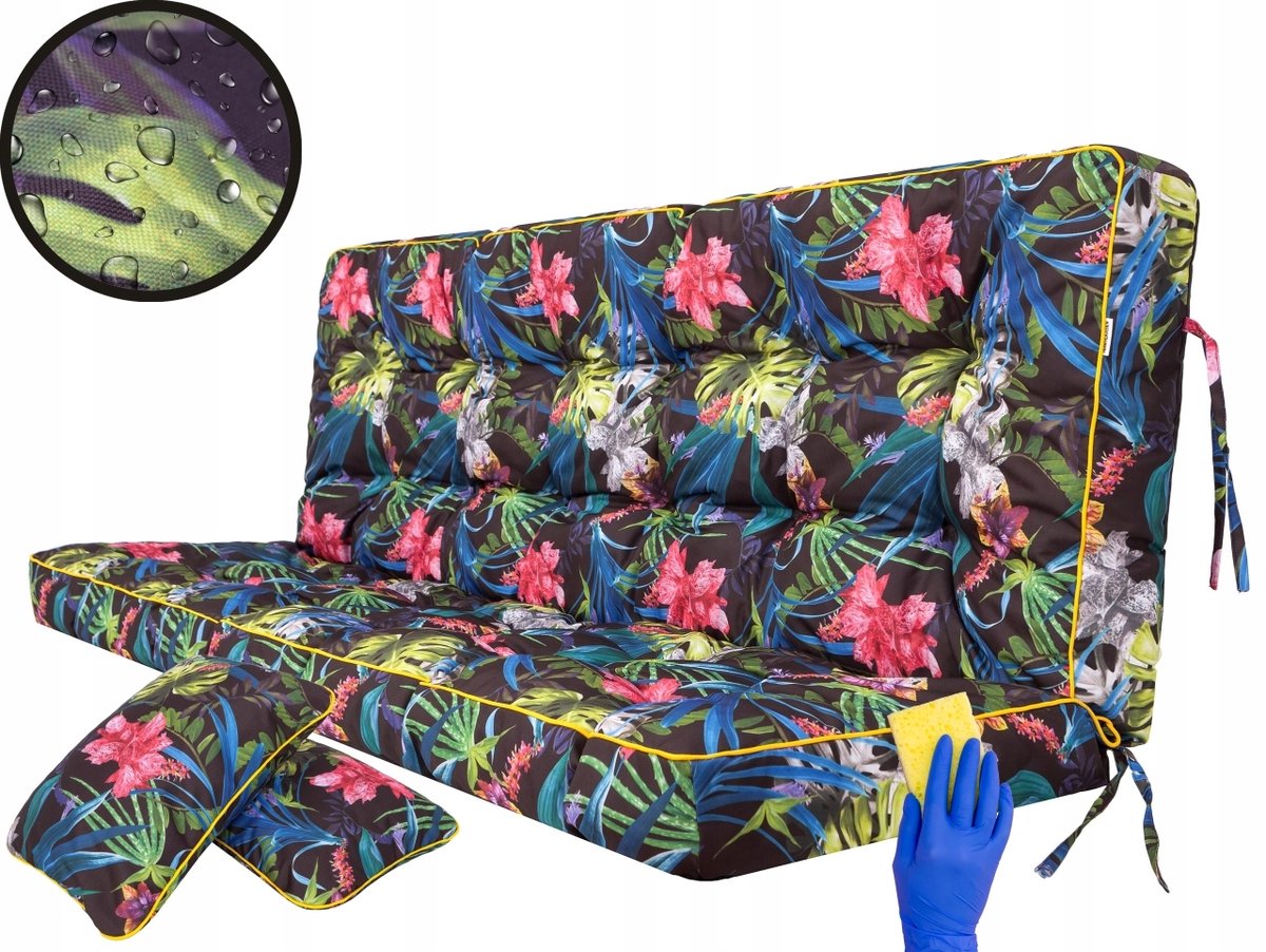 Tuinkussen 150x105cm voor loungebank, waterstotend + 2 kussens