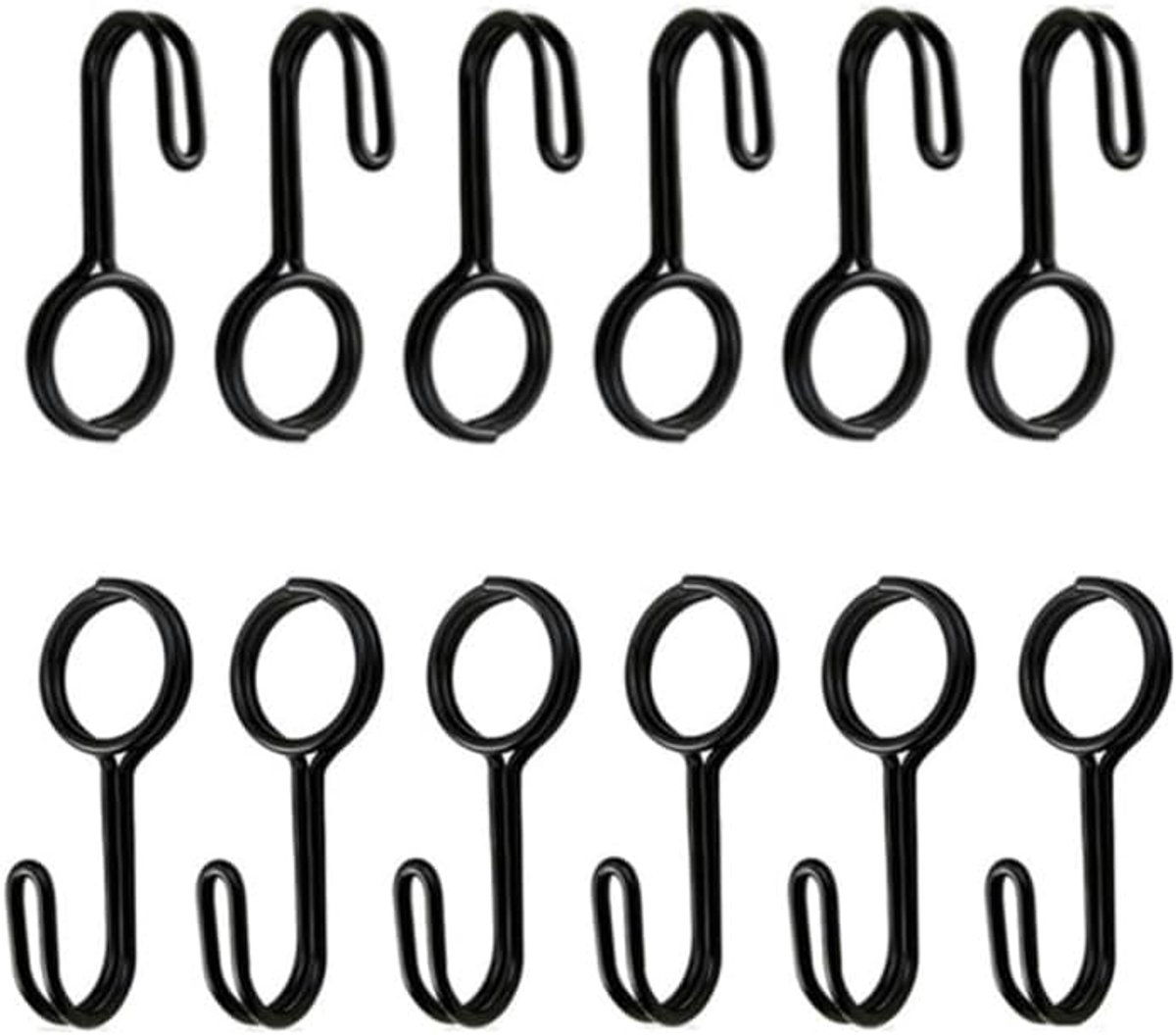 12 Pcs Spiral Wire Hooks Spiral Hooks Elastic Spiral Hooks Black Hooks with Eyelet, Universal Hooks Elastic Rope Hooks - ShopVlot
