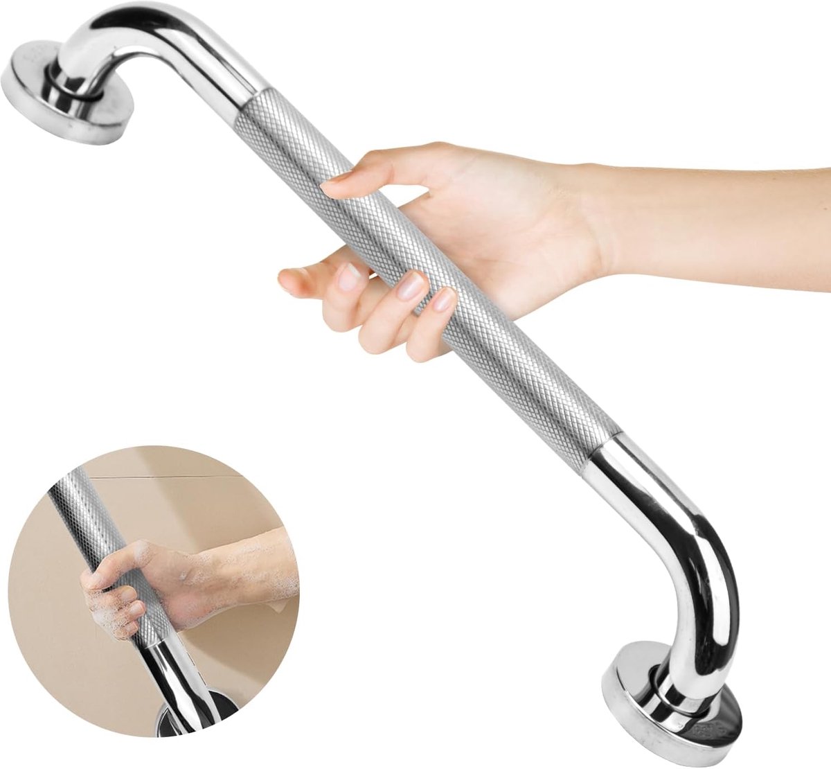 HAIMAYEE Handle Bathroom 304 Stainless Steel with Serrated Surface,Non-slip Handles for Seniors,Shower Handle for - ShopVlot