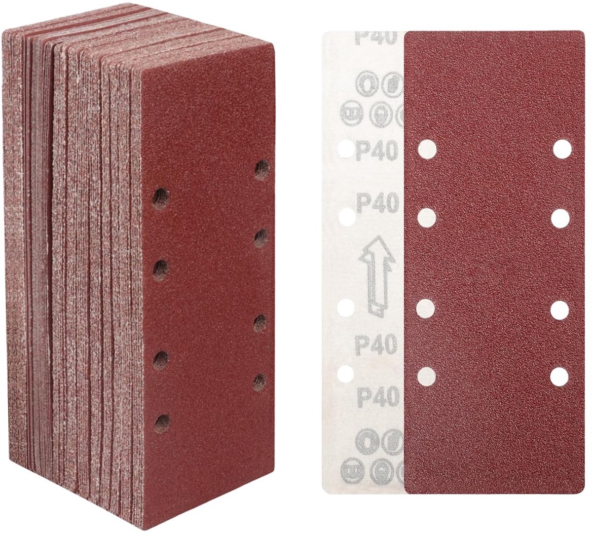 STEBRUAM Sanding Sheet, 30 Pieces, 93 x 230 mm, 40 Grit, 8 Holes, Sanding Strips for Wood, Metal and Paint - ShopVlot