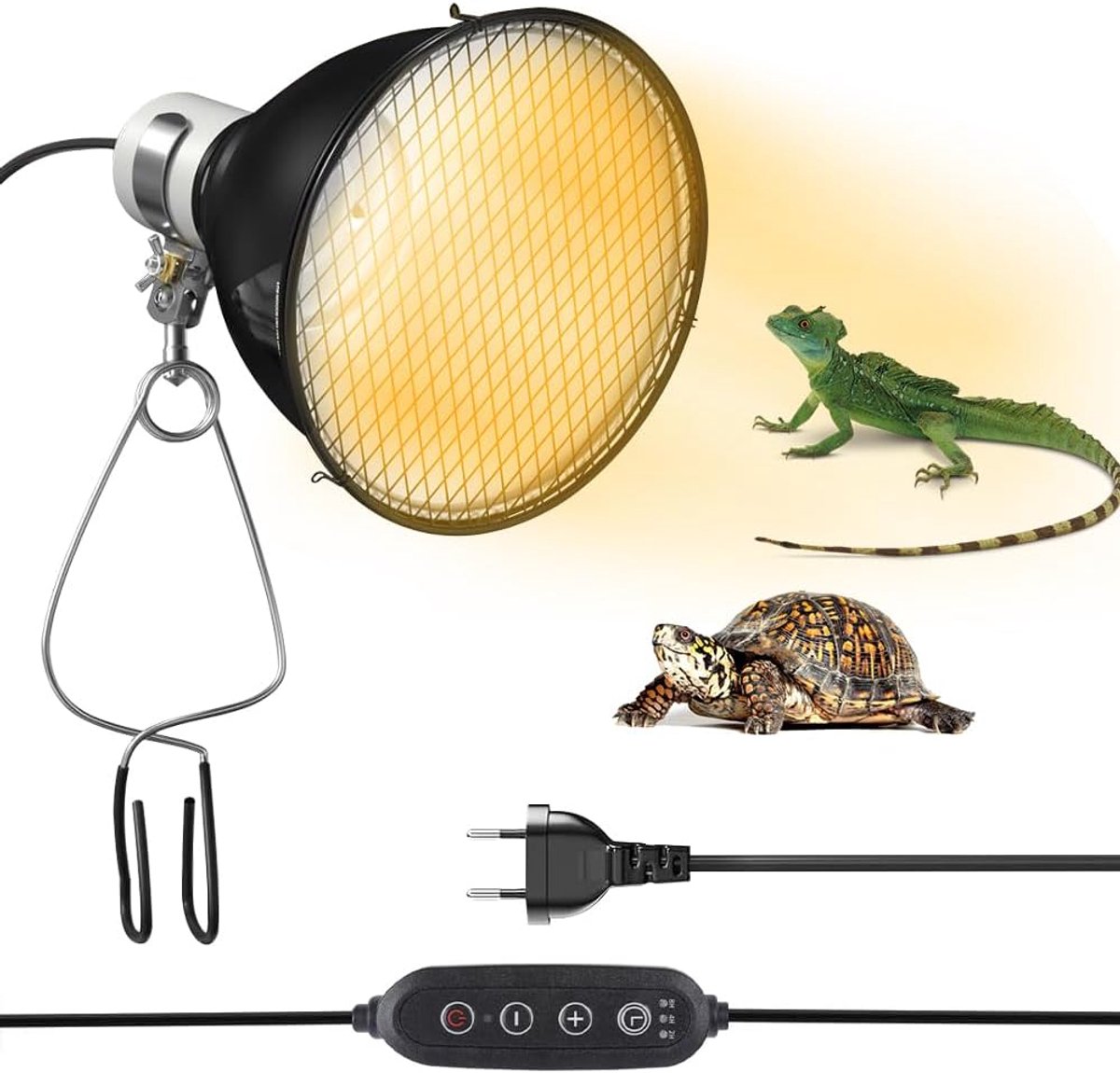 Turtle Heating Lamp E27 200 W UV Tortoise Terrarium Heater for Reptiles with Timer and Dimmable 13.5 cm Heating Lamp - ShopVlot