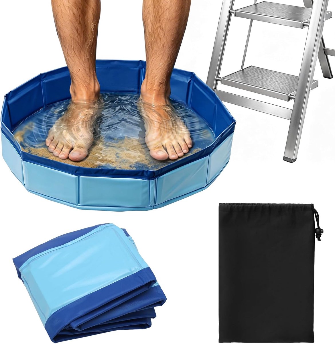 Foldable Pool Foot Bath 50 cm Portable PVC Pool Foot Bath Including Black Storage Bag Ideal for Pool Foot Cleaning - ShopVlot