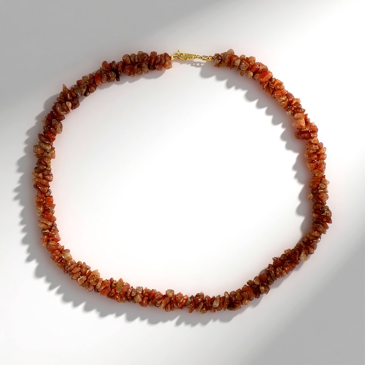 Cavill - Zilveren ketting met 217,6 ct zonnesteen uit VS - 925 sterling zilver verguld - Boho stijl verstelbare damesketting - Natuurlijk modieus