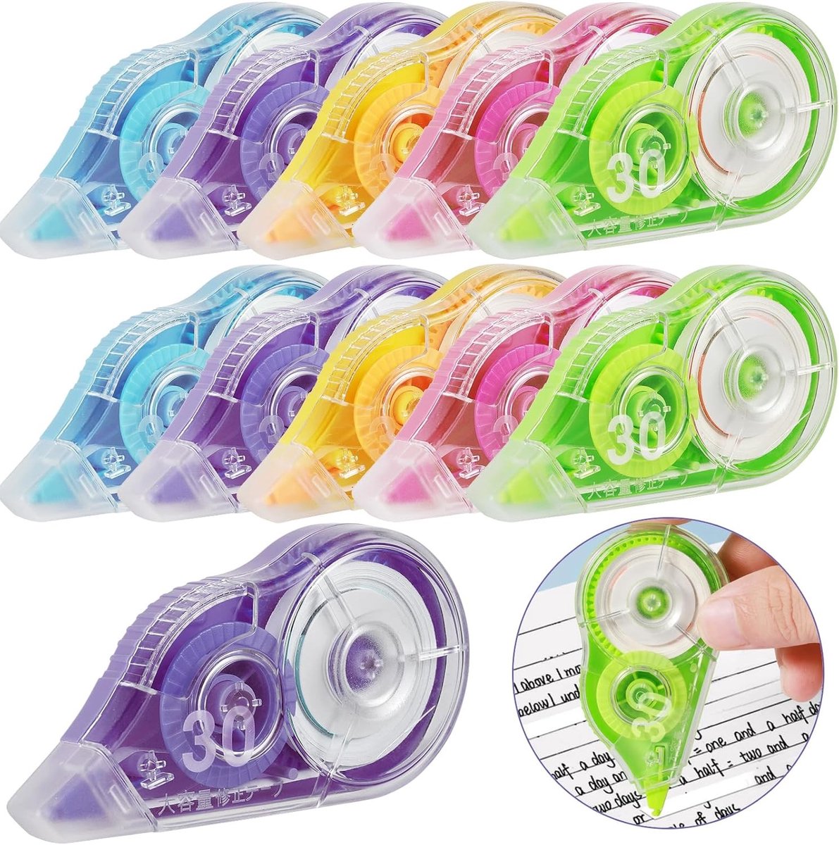 Correctie Tape - Pastel - 30 m x 5 mm - Draagbare Correctietape voor School en Kantoor